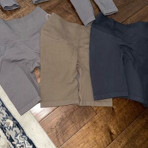 High-Rise Bike Shorts - Taupe, Gray, Navy